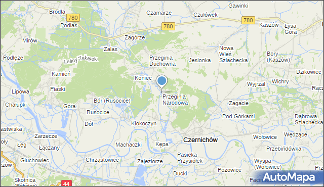 mapa Przeginia Narodowa, Przeginia Narodowa na mapie Targeo